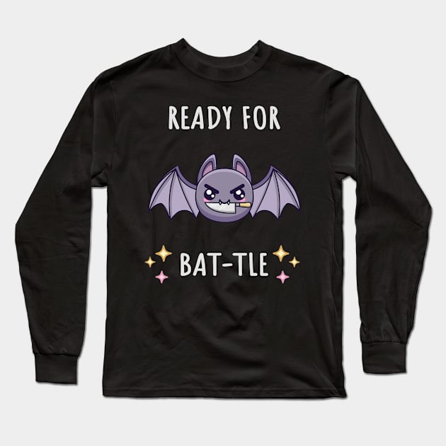 Halloween Motivational Bat - Dark Mode Long Sleeve T-Shirt by AnishaCreations